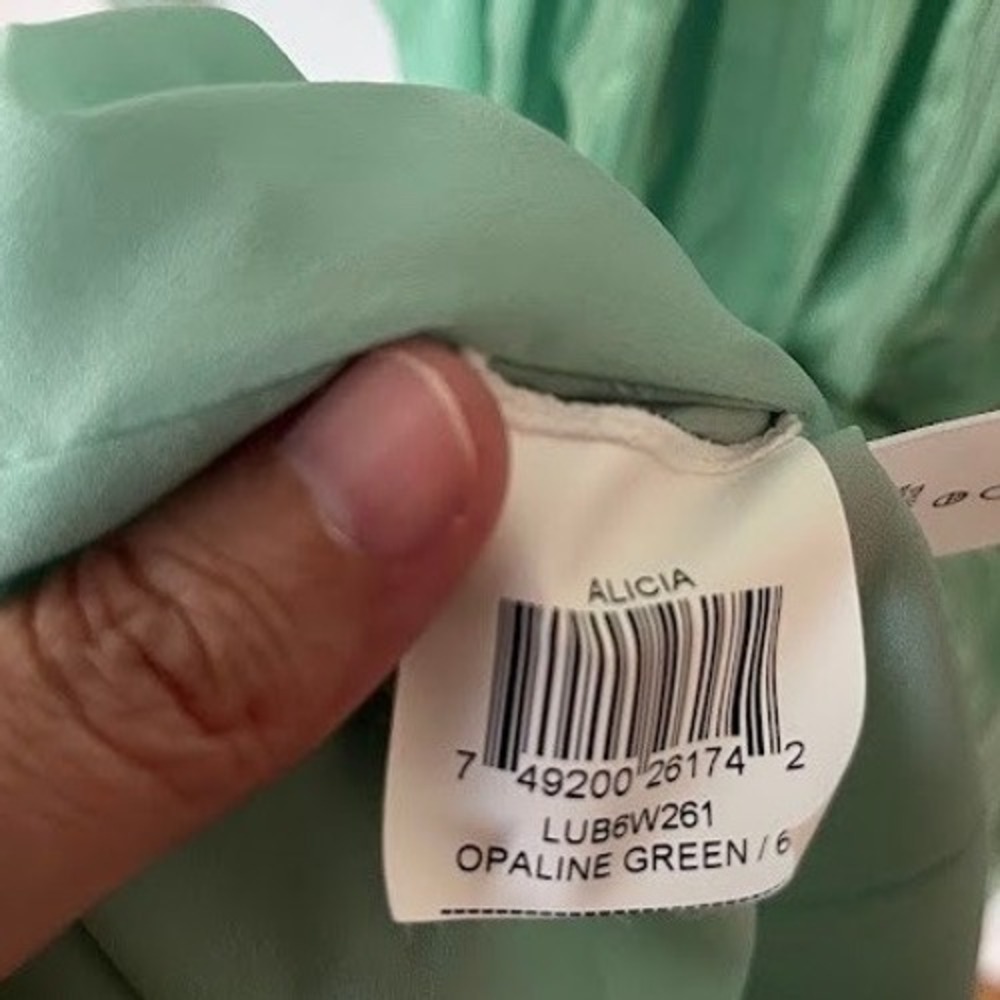 BCBGMaxAzria Mint Green Asymmetrical Pleated High-Low Dress - Picture 8 of 10